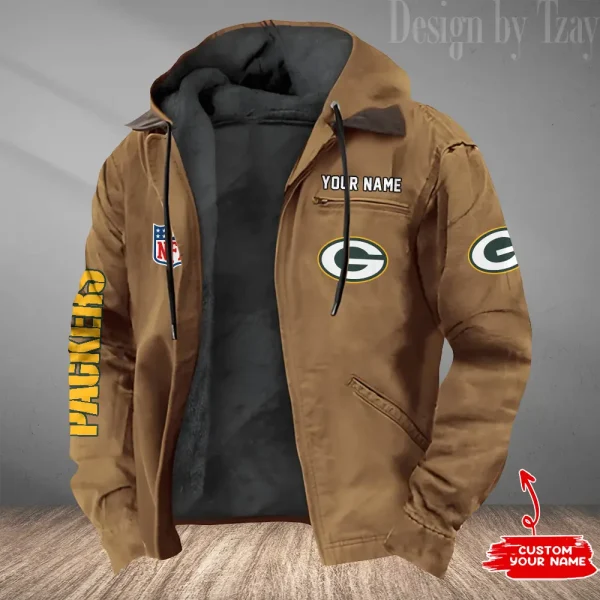 Green Bay Packers Men's Casual Padded Jacket Hooded Trending 2025 SPTPJH077