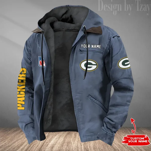 Green Bay Packers Men's Casual Padded Jacket Hooded Trending 2025 SPTPJH077 - Image 2