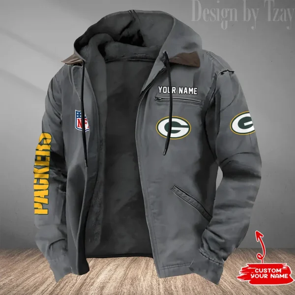 Green Bay Packers Men's Casual Padded Jacket Hooded Trending 2025 SPTPJH077 - Image 3