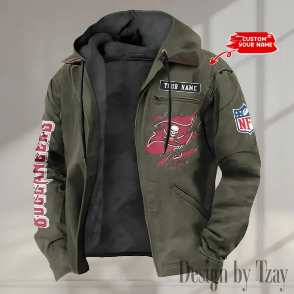 Tampa Bay Buccaneers Men's Casual Padded Jacket Hooded trending 2025 SPTPJH017 - Image 4