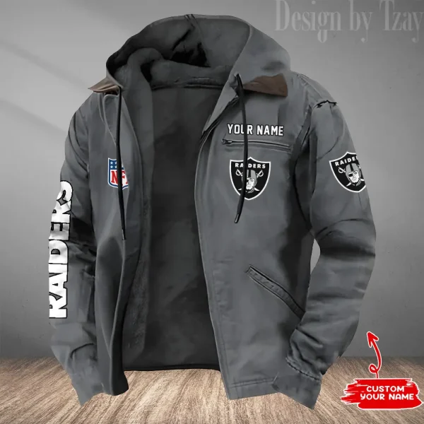 Las Vegas Raiders Men's Casual Padded Jacket Hooded Trending 2025 SPTPJH082 - Image 2