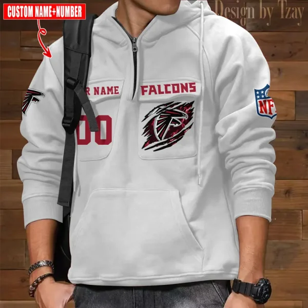 Atlanta Falcons NFL Multi Pocket Zipper Retro Hoodie AZVMHD735 - Image 2