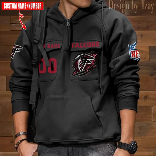 Atlanta Falcons NFL Multi Pocket Zipper Retro Hoodie AZVMHD735 - Image 6