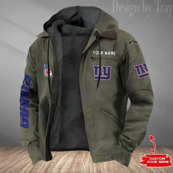 New York Giants Men's Casual Padded Jacket Hooded Trending 2025 SPTPJH089