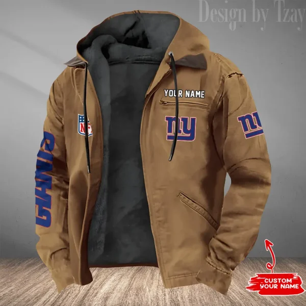 New York Giants Men's Casual Padded Jacket Hooded Trending 2025 SPTPJH089 - Image 4