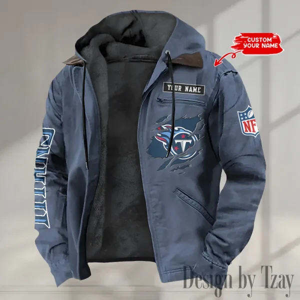 Tennessee Titans Men's Casual Padded Jacket Hooded trending 2025 SPTPJH018 - Image 3