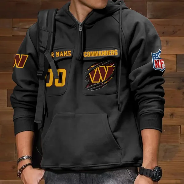 Washington Commanders NFL Multi Pocket Zipper Retro Hoodie AZVMHD736