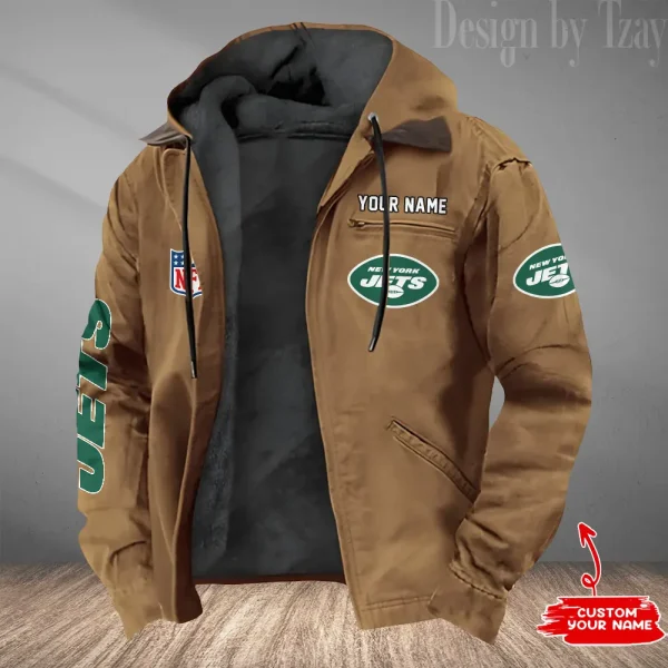 New York Jets Men's Casual Padded Jacket Hooded Trending 2025 SPTPJH090