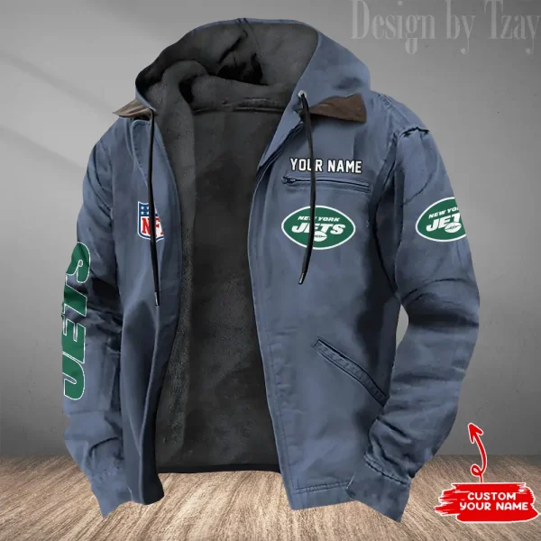 New York Jets Men's Casual Padded Jacket Hooded Trending 2025 SPTPJH090 - Image 2