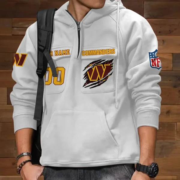 Washington Commanders NFL Multi Pocket Zipper Retro Hoodie AZVMHD736 - Image 7