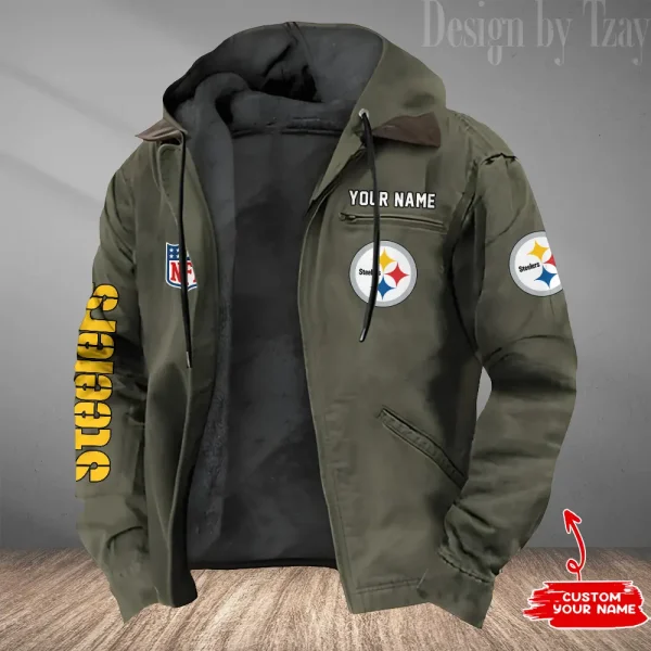 Pittsburgh Steelers Men's Casual Padded Jacket Hooded Trending 2025 SPTPJH092