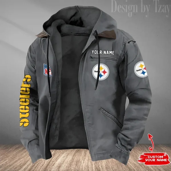 Pittsburgh Steelers Men's Casual Padded Jacket Hooded Trending 2025 SPTPJH092 - Image 2