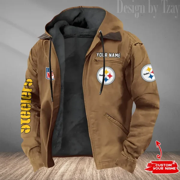 Pittsburgh Steelers Men's Casual Padded Jacket Hooded Trending 2025 SPTPJH092 - Image 3