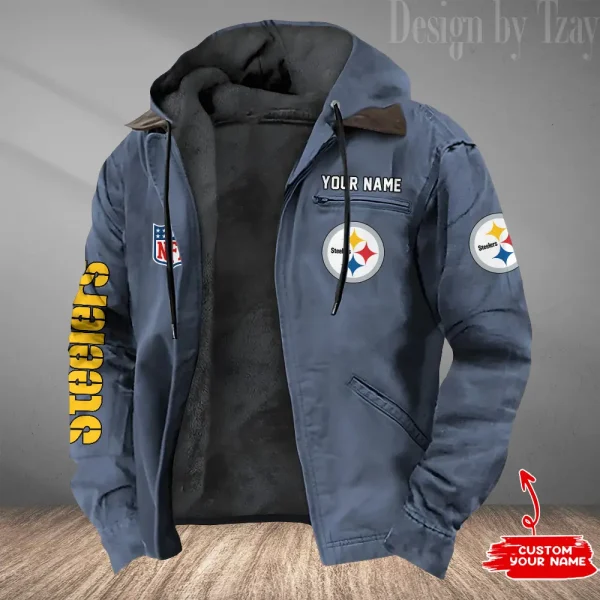 Pittsburgh Steelers Men's Casual Padded Jacket Hooded Trending 2025 SPTPJH092 - Image 4