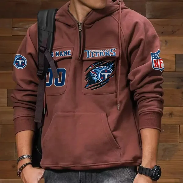 Tennessee Titans NFL Multi Pocket Zipper Retro Hoodie AZVMHD737