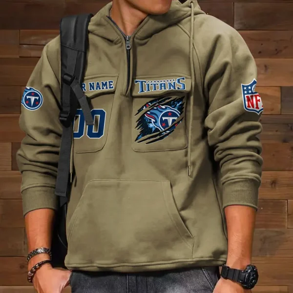 Tennessee Titans NFL Multi Pocket Zipper Retro Hoodie AZVMHD737 - Image 4