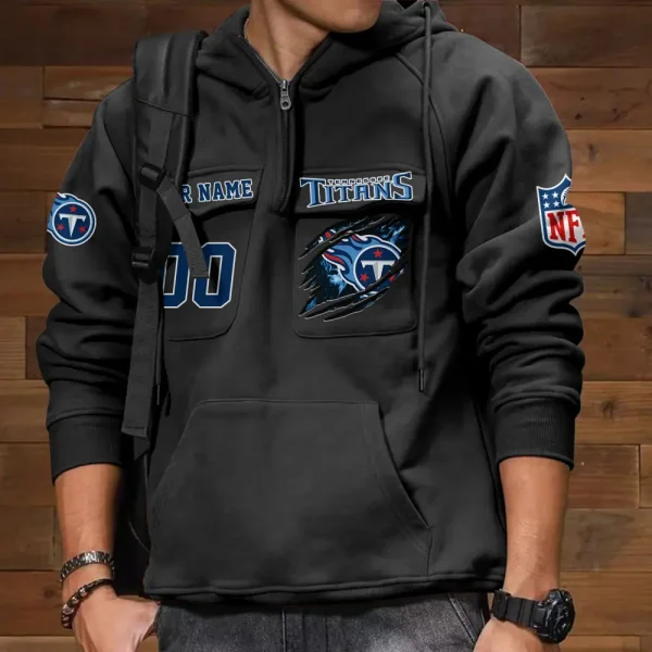 Tennessee Titans NFL Multi Pocket Zipper Retro Hoodie AZVMHD737 - Image 5