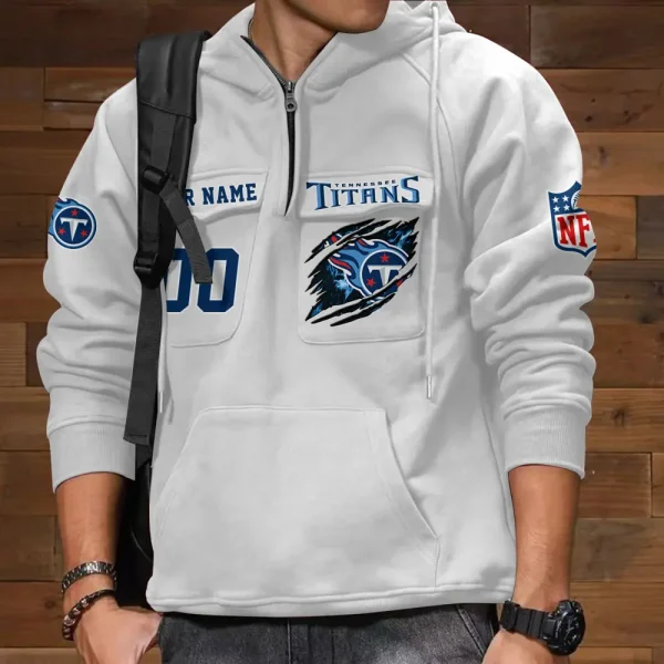 Tennessee Titans NFL Multi Pocket Zipper Retro Hoodie AZVMHD737 - Image 6