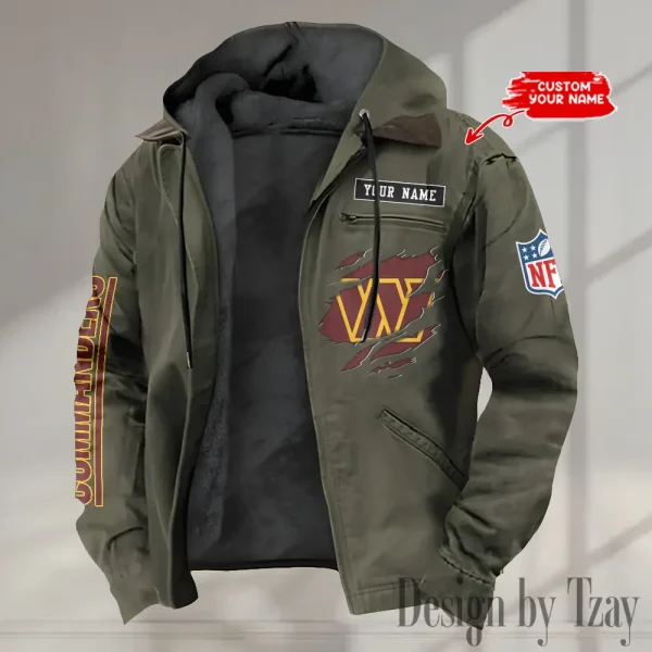 Washington Commanders Men's Casual Padded Jacket Hooded trending 2025 SPTPJH019 - Image 3