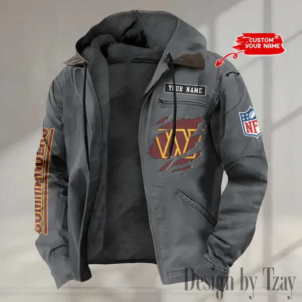 Washington Commanders Men's Casual Padded Jacket Hooded trending 2025 SPTPJH019 - Image 4