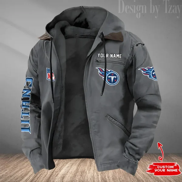 Tennessee Titans Men's Casual Padded Jacket Hooded Trending 2025 SPTPJH096 - Image 4