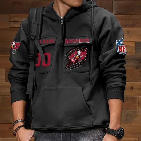 Tampa Bay Buccaneers NFL Multi Pocket Zipper Retro Hoodie AZVMHD738