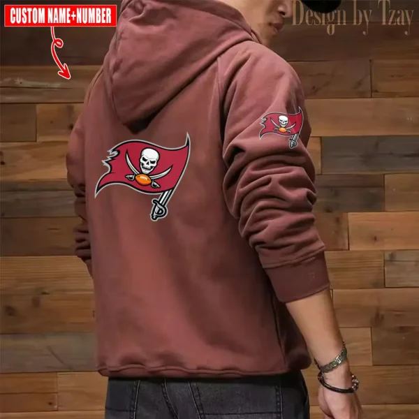 Tampa Bay Buccaneers NFL Multi Pocket Zipper Retro Hoodie AZVMHD738 - Image 5