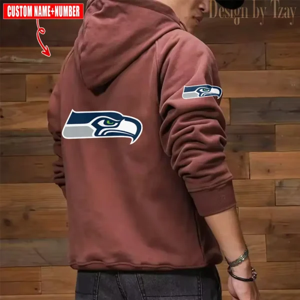 Seattle Seahawks NFL Multi Pocket Zipper Retro Hoodie AZVMHD739 - Image 7