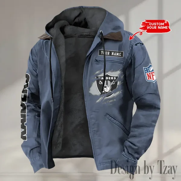 Las Vegas Raiders Men's Casual Padded Jacket Hooded trending 2025 SPTPJH020 - Image 2