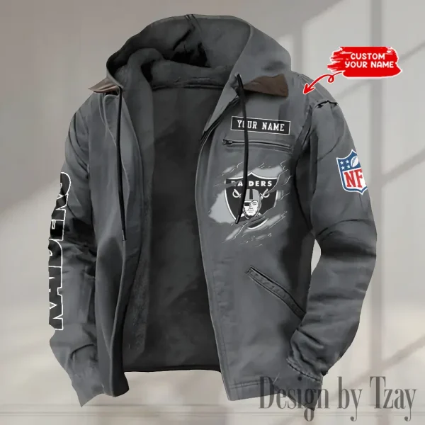 Las Vegas Raiders Men's Casual Padded Jacket Hooded trending 2025 SPTPJH020 - Image 4