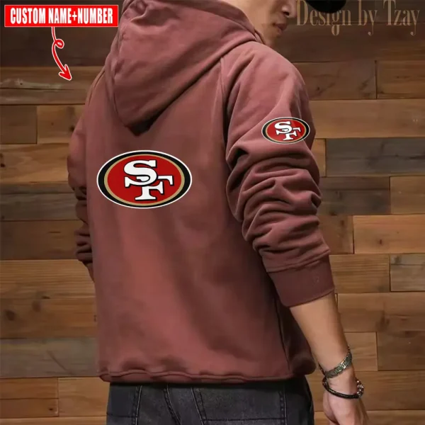 San Francisco 49ers NFL Multi Pocket Zipper Retro Hoodie AZVMHD740 - Image 7