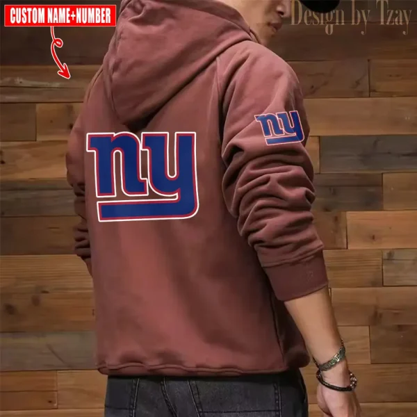 New York Giants NFL Multi Pocket Zipper Retro Hoodie AZVMHD744 - Image 6