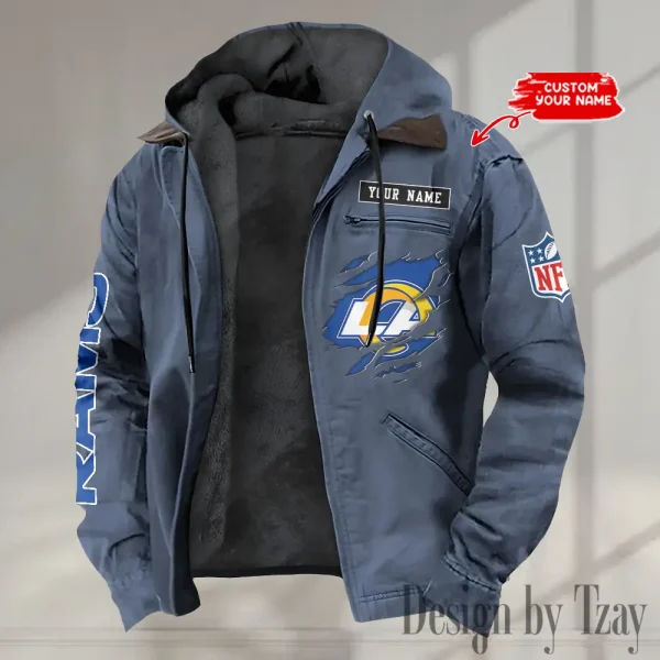 Los Angeles Rams Men's Casual Padded Jacket Hooded trending 2025 SPTPJH022 - Image 2