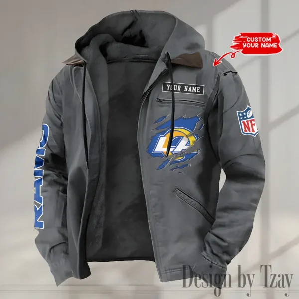 Los Angeles Rams Men's Casual Padded Jacket Hooded trending 2025 SPTPJH022 - Image 4