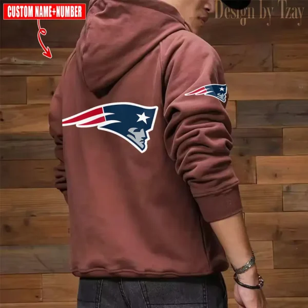 New England Patriots NFL Multi Pocket Zipper Retro Hoodie AZVMHD746 - Image 6