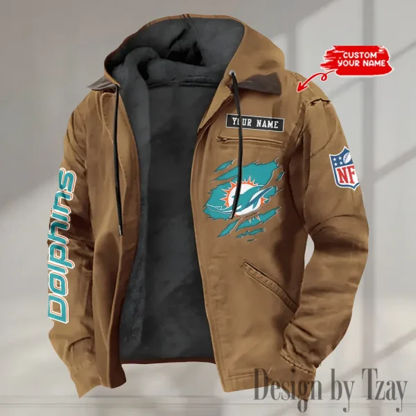 Miami Dolphins Men's Casual Padded Jacket Hooded trending 2025 SPTPJH023