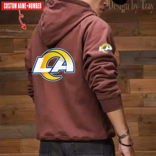 Los Angeles Rams NFL Multi Pocket Zipper Retro Hoodie AZVMHD749 - Image 2