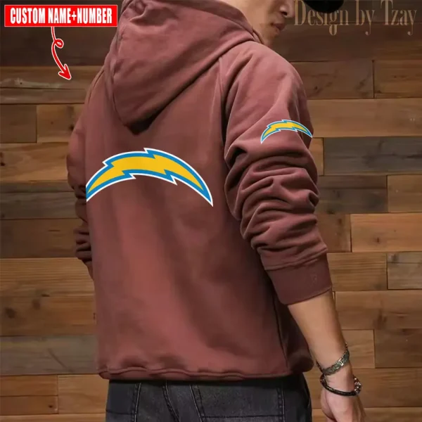 Los Angeles Chargers NFL Multi Pocket Zipper Retro Hoodie AZVMHD750 - Image 2