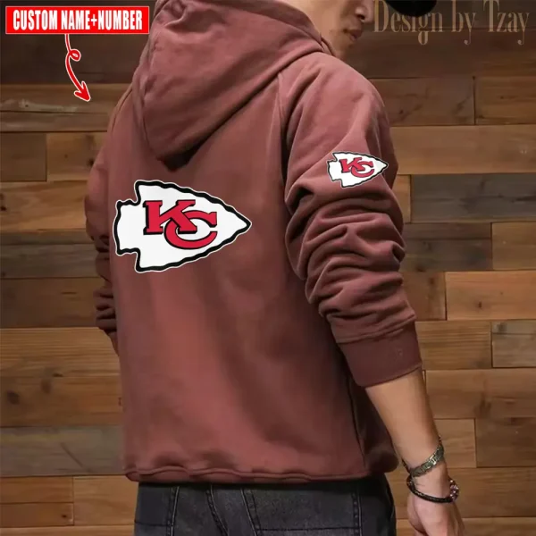 Kansas City Chiefs NFL Multi Pocket Zipper Retro Hoodie AZVMHD752 - Image 2