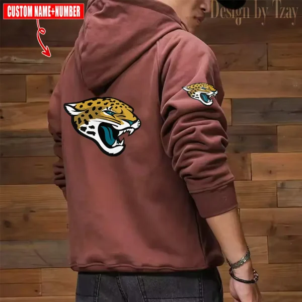 Jacksonville Jaguars NFL Multi Pocket Zipper Retro Hoodie AZVMHD753 - Image 2