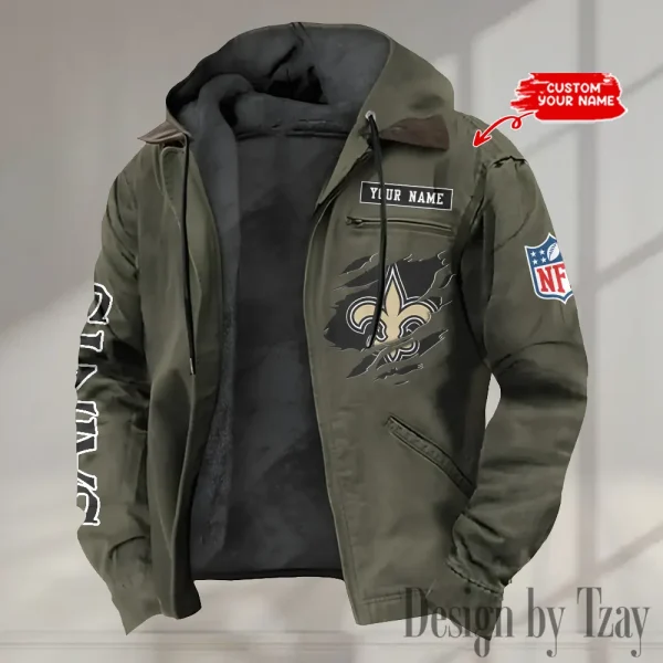 New Orleans Saints Men's Casual Padded Jacket Hooded trending 2025 SPTPJH026 - Image 3