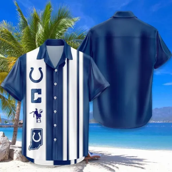 Indianapolis Colts Hawaiian Shirt Trending Classic Color Contrast AZHWS663