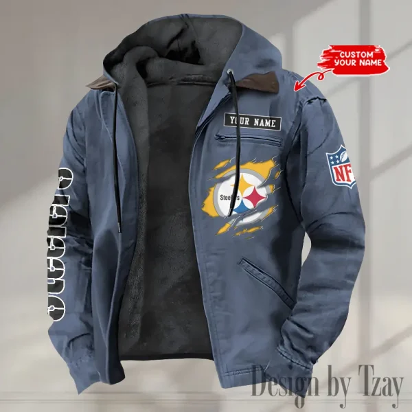 Pittsburgh Steelers Men's Casual Padded Jacket Hooded trending 2025 SPTPJH029 - Image 2