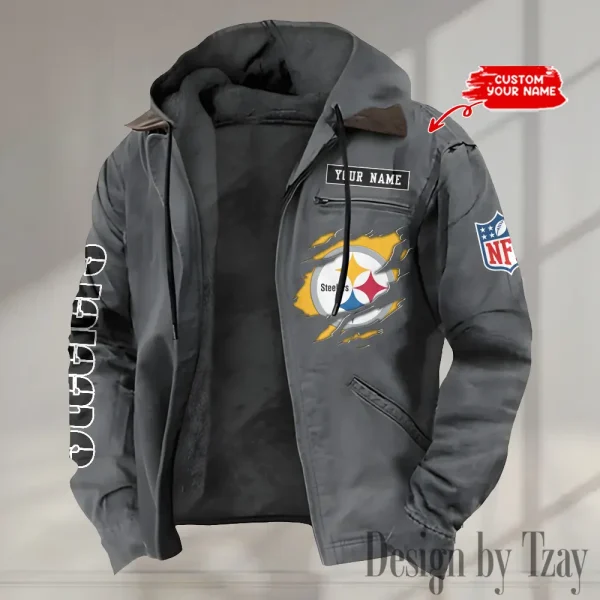 Pittsburgh Steelers Men's Casual Padded Jacket Hooded trending 2025 SPTPJH029 - Image 4