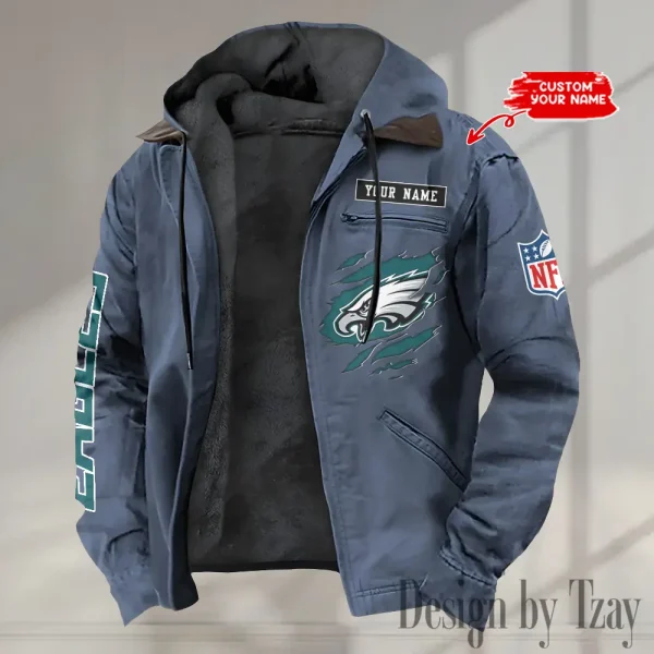 Philadelphia Eagles Men's Casual Padded Jacket Hooded trending 2025 SPTPJH030 - Image 2