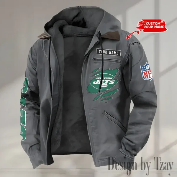 New York Jets Men's Casual Padded Jacket Hooded trending 2025 SPTPJH031 - Image 4