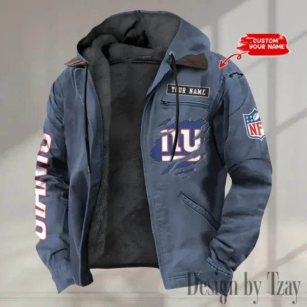 New York Giants Men's Casual Padded Jacket Hooded trending 2025 SPTPJH032 - Image 2