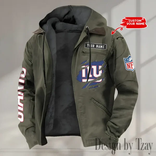 New York Giants Men's Casual Padded Jacket Hooded trending 2025 SPTPJH032 - Image 3