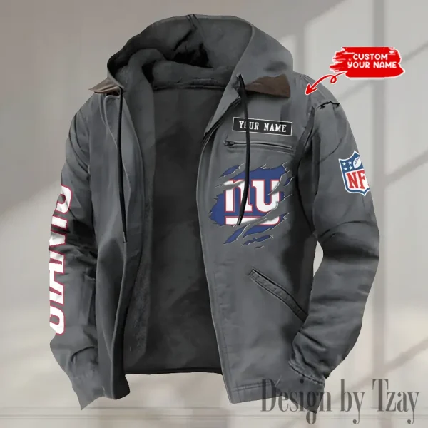 New York Giants Men's Casual Padded Jacket Hooded trending 2025 SPTPJH032 - Image 4