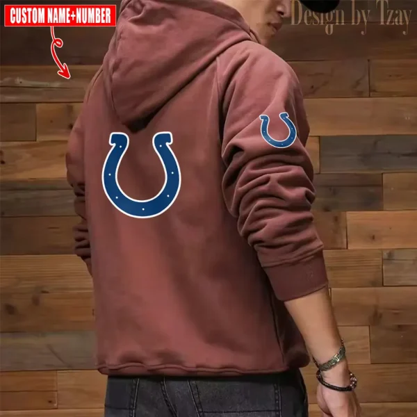 Indianapolis Colts NFL Multi Pocket Zipper Retro Hoodie AZVMHD754 - Image 2